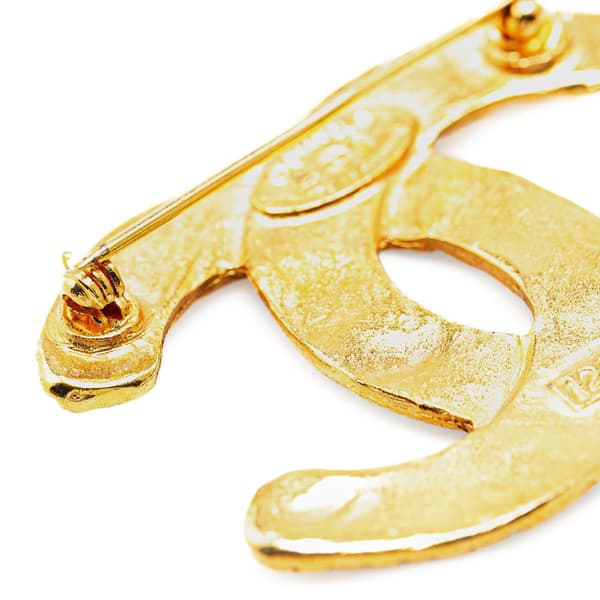 Pre-owned Chanel Gold Plated CC Brooch Gold