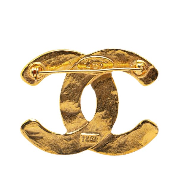 Pre-owned Chanel Gold Plated CC Brooch Gold
