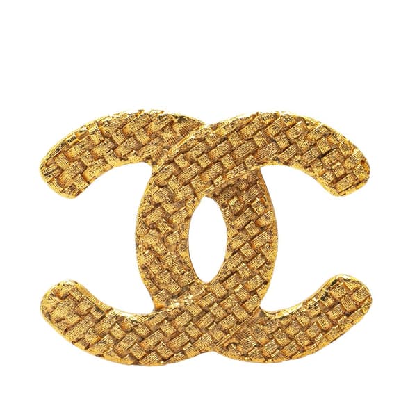 Pre-owned Chanel Gold Plated CC Brooch Gold