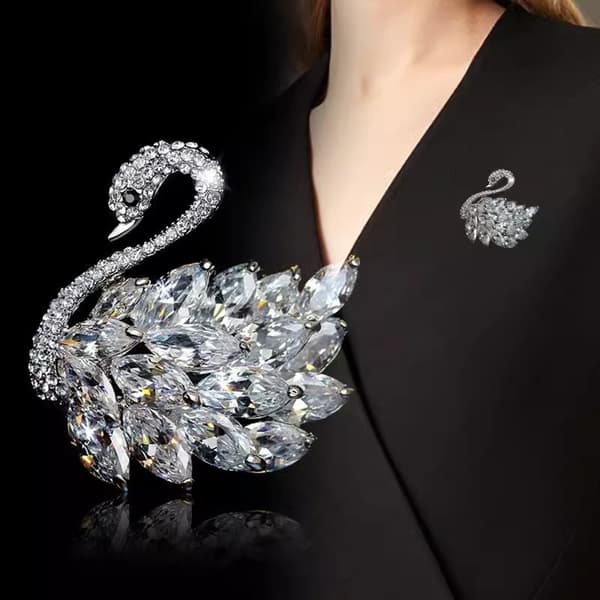 INF Crystal Swan Brosch