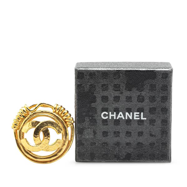 Pre-owned Chanel Gold Plated CC Brooch Gold