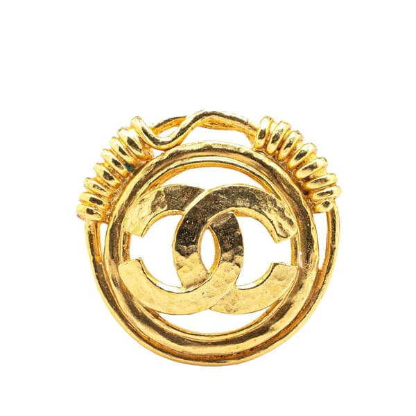 Pre-owned Chanel Gold Plated CC Brooch Gold