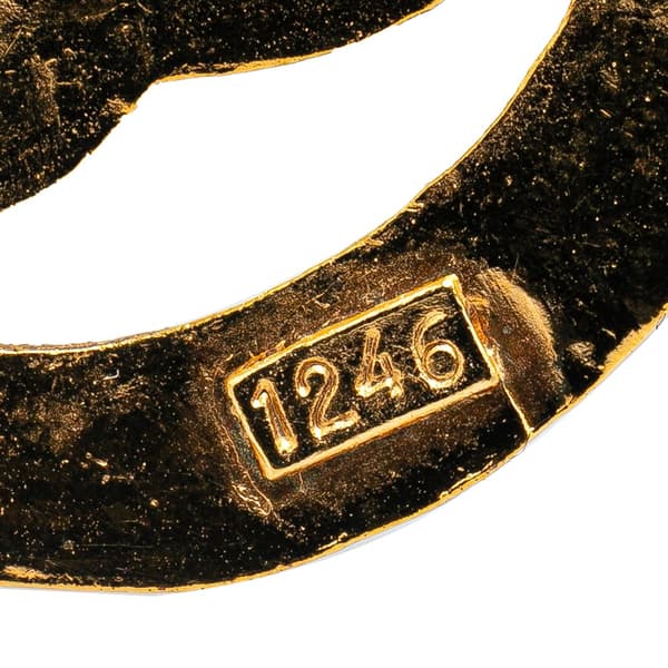 Pre-owned Chanel Gold Plated CC Round Brooch Gold