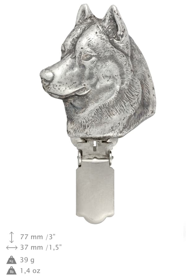 Siperianhusky, Siperianhusky - rintakoru klipsillä, aloitusnumeron pidike, hopeoitu neula koiranäyttelyihin Art-Dog