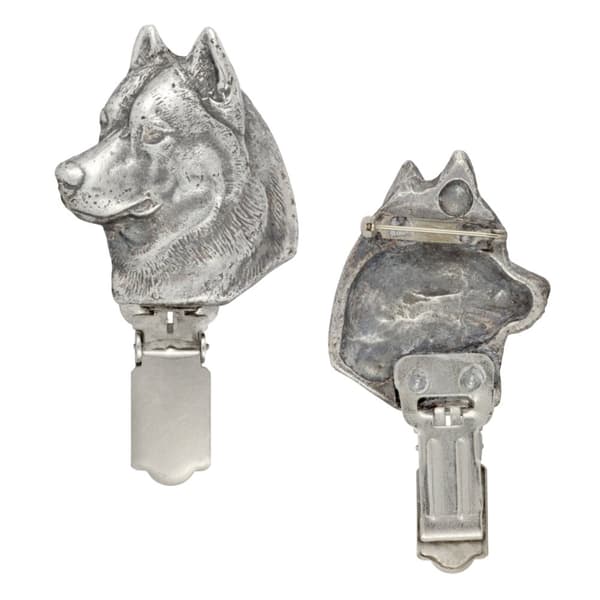 Siberian Husky, Siberian Husky - broche med clips, startnummerholder, gave til hundeudstilling af Art-Dog