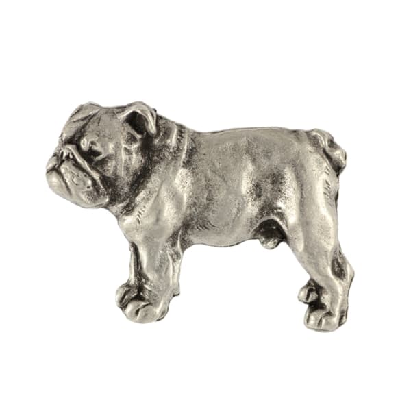Englantibulldoggi, Bulldog I - hopeoitu koiran rintakoru, tyylikäs pinssi, Art-Dogin takin käänne