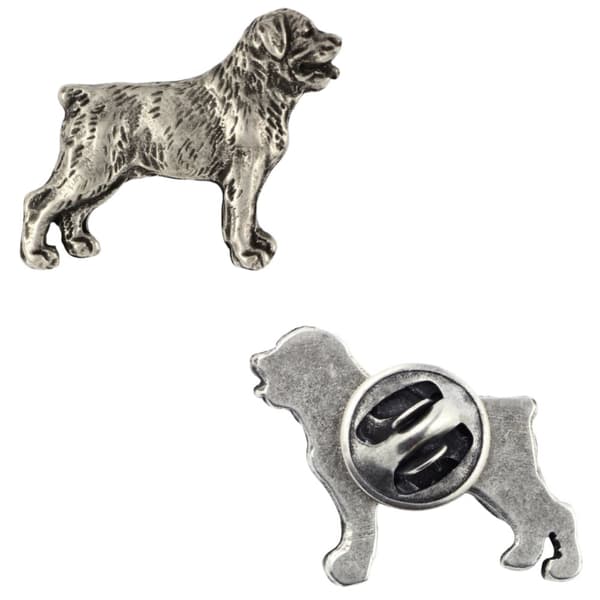 Rottweiler - forsølvet hundebroche, elegant nål, jakke revers dekoration af Art-Dog