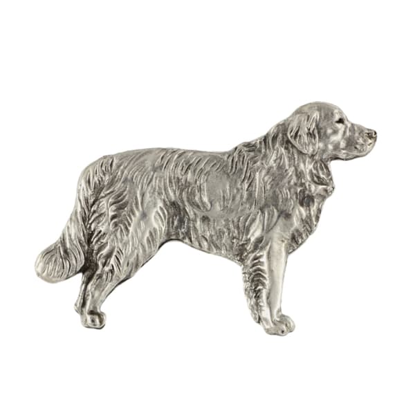 Golden Retriever - forsølvet hundebroche, elegant nål, jakke revers dekoration af Art-Dog