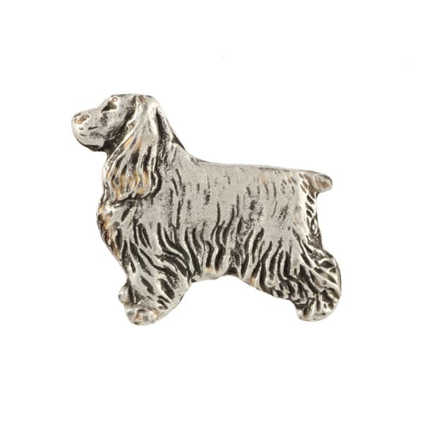 Engelsk Cocker Spaniel - forsølvet hundebroche, elegant nål, jakke revers dekoration af Art-Dog