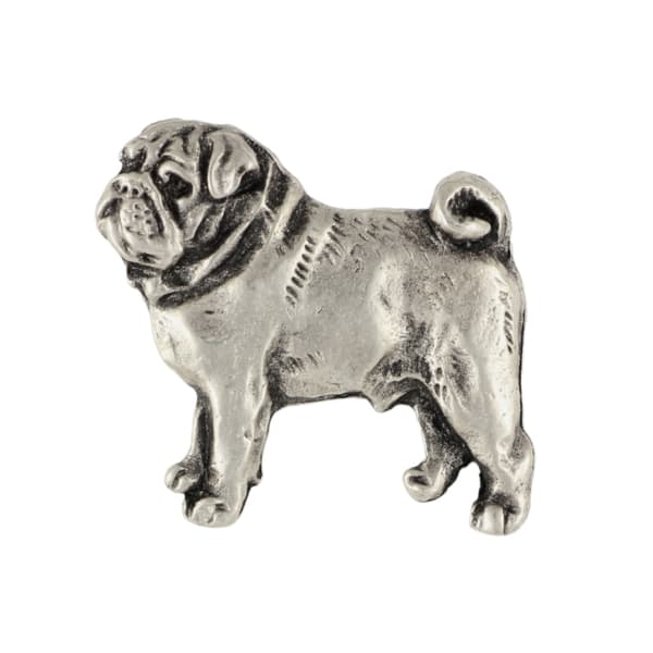 Mopsi, Mopsi, Carlin - hopeoitu koiran rintakoru, tyylikäs neula, takin käännekoriste Art-Dog