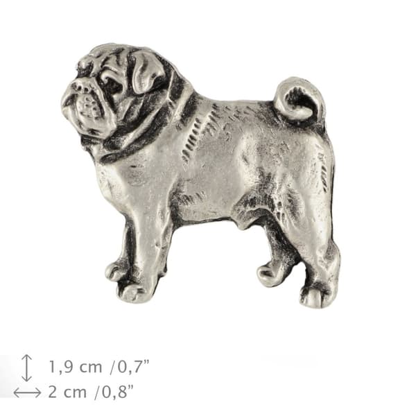 Mopsi, Mopsi, Carlin - hopeoitu koiran rintakoru, tyylikäs neula, takin käännekoriste Art-Dog