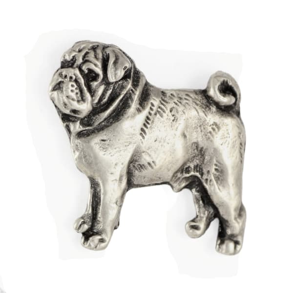 Mopsi, Mopsi, Carlin - hopeoitu koiran rintakoru, tyylikäs neula, takin käännekoriste Art-Dog