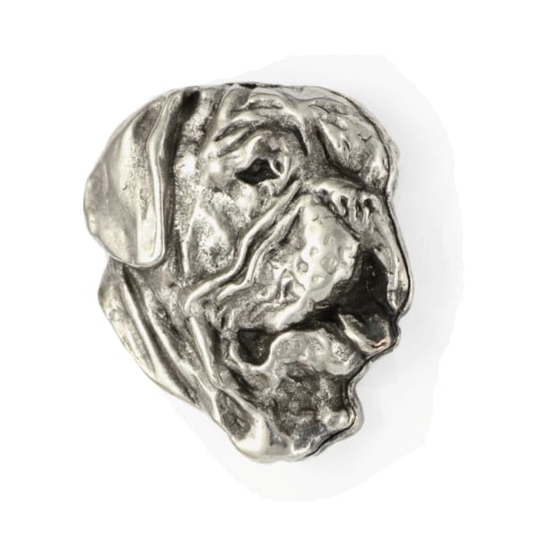 Bordeaux Dog, Dogue de Bordeaux, Ranskanmastiffi - hopeoitu koiran rintakoru, tyylikäs pinssi, Art-Dogin takin käänne