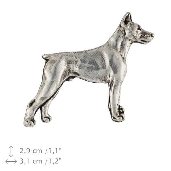 Doberman, Dobermann - hopeoitu koiran rintakoru, tyylikäs pinssi, takin käännekoriste Art-Dog