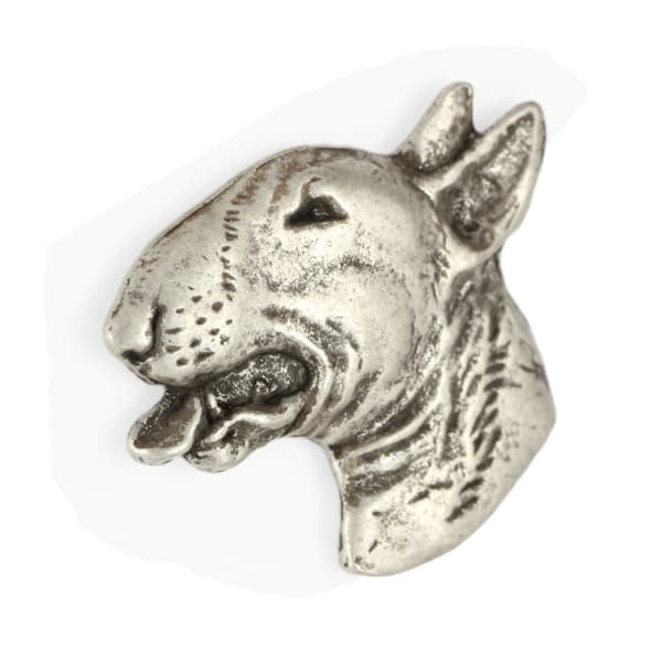 Bull Terrier, Bull Terrier II - forsølvet hundebroche, elegant nål, jakke revers dekoration af Art-Dog