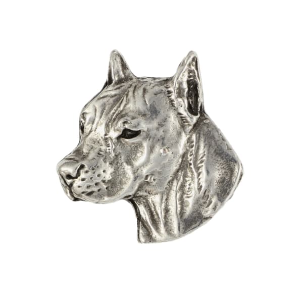 American Staffordshire terrier, Amstaff, Amstaf I - forsølvet hundebroche, elegant nål, jakke revers dekoration af Art-Dog