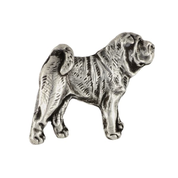 Shar Pei - forsølvet hundebroche, elegant nål, jakke revers dekoration af Art-Dog