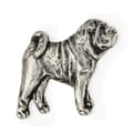 Miniatyrbillede 2 af 6: Shar Pei - forsølvet hundebroche, elegant nål, jakke revers dekoration af Art-Dog