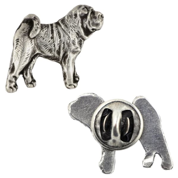 Shar Pei - forsølvet hundebroche, elegant nål, jakke revers dekoration af Art-Dog