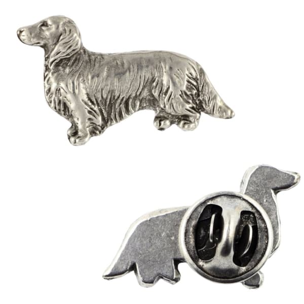 Gravhund III - forsølvet hundebroche, elegant nål, jakke revers dekoration af Art-Dog