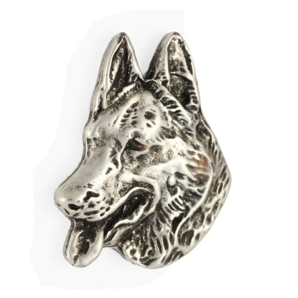 Schäfer, Alsace - silverpläterad hundbrosch, elegant nål, kavajslagsdekoration av Art-Dog