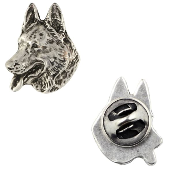 Schäfer, Alsace - silverpläterad hundbrosch, elegant nål, kavajslagsdekoration av Art-Dog