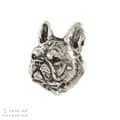 Miniatyrbillede 4 af 6: French Bulldog II - forsølvet hundebroche, elegant nål, jakke revers dekoration af Art-Dog