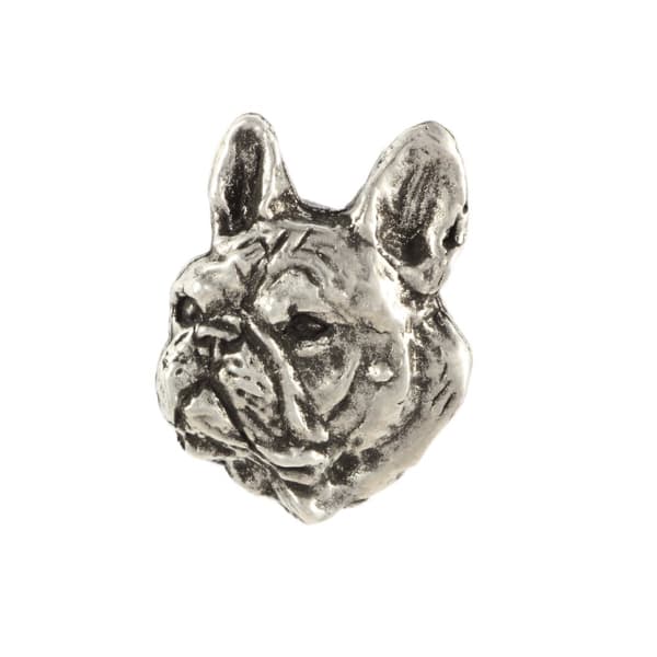 French Bulldog II - forsølvet hundebroche, elegant nål, jakke revers dekoration af Art-Dog