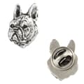 Miniatyrbillede 1 af 6: French Bulldog II - forsølvet hundebroche, elegant nål, jakke revers dekoration af Art-Dog