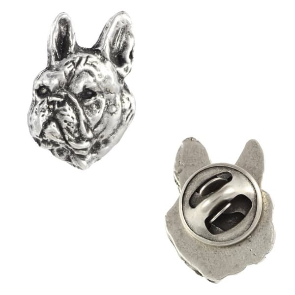 French Bulldog II - forsølvet hundebroche, elegant nål, jakke revers dekoration af Art-Dog