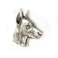 Miniatyrbillede 3 af 6: Doberman, Dobermann I - forsølvet hundebroche, elegant nål, jakke revers dekoration af Art-Dog
