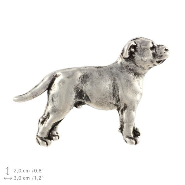 Staffordshire Bull Terrier, Staffik, Staffi II - forsølvet hundebroche, elegant nål, jakke revers dekoration af Art-Dog