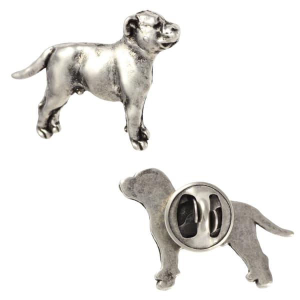 Staffordshire Bull Terrier, Staffik, Staffi II - forsølvet hundebroche, elegant nål, jakke revers dekoration af Art-Dog