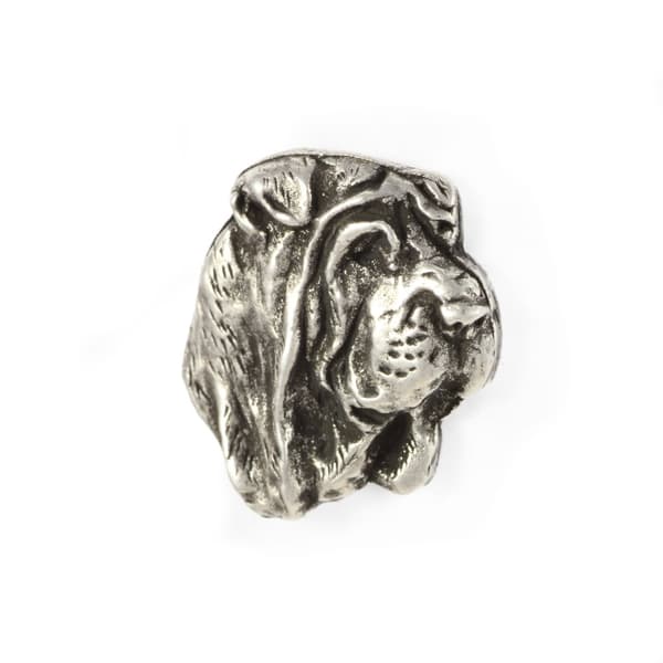 Shar Pei II - hopeoitu koiran rintakoru, tyylikäs neula, takin käännekoriste Art-Dogilta