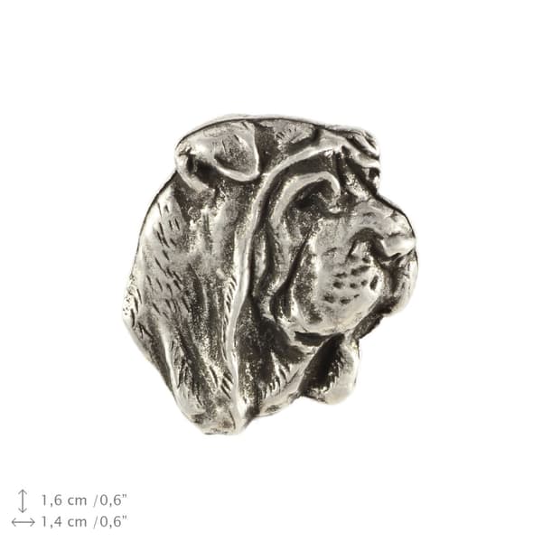 Shar Pei II - hopeoitu koiran rintakoru, tyylikäs neula, takin käännekoriste Art-Dogilta