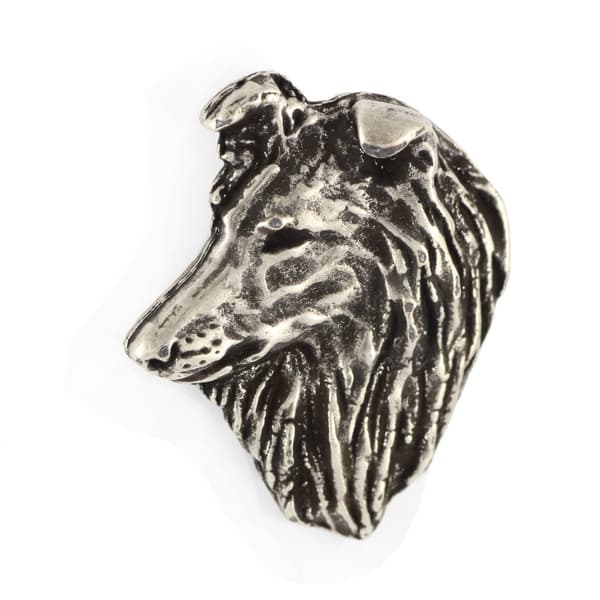 Sheltie - hopeoitu koiran rintakoru, tyylikäs neula, takin käännekoriste Art-Dog