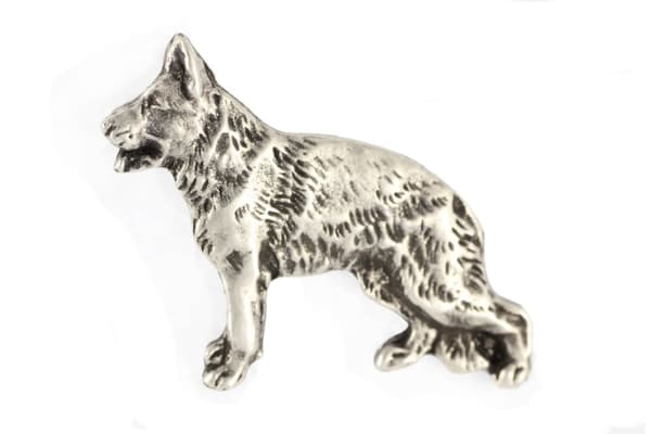 Schäfer, Alsace II - silverpläterad hundbrosch, elegant nål, kavajslagsdekoration av Art-Dog