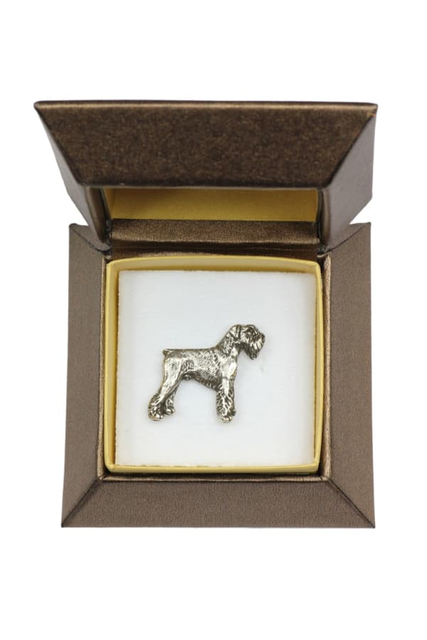 Schnauzer, Schnauzer - broche med en hund i gaveæske, elegant nål, reversnål fra Art-Dog
