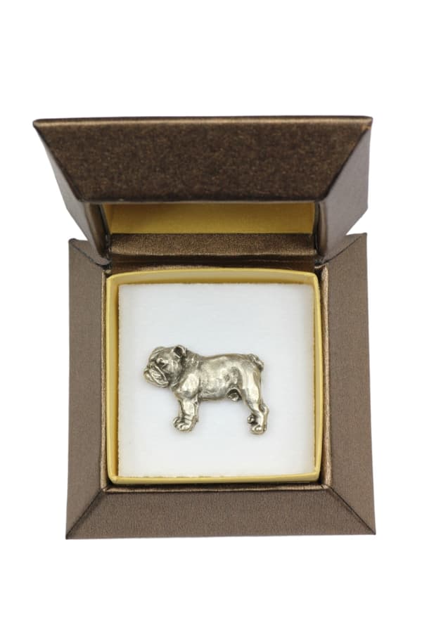 Englantibulldoggi, Bulldog I - rintakoru koiran kanssa lahjarasiassa, tyylikäs neula, rintaneula Art-Dog