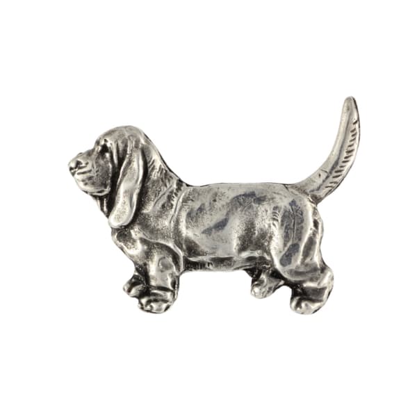 Basset Hound I - rintakoru koiran kanssa lahjarasiassa, tyylikäs neula, rintaneula Art-Dogilta
