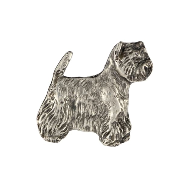 Valkoinen länsiylämaanterrieri, Westie - rintakoru koiran kanssa lahjarasiassa, tyylikäs neula, rintaneula Art-Dogilta