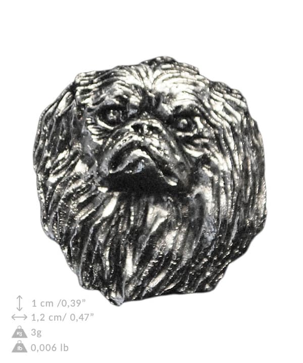 Pekingese - rintakoru, jossa koira lahjarasiassa, tyylikäs pinssi, Art-Dogin rintaneula