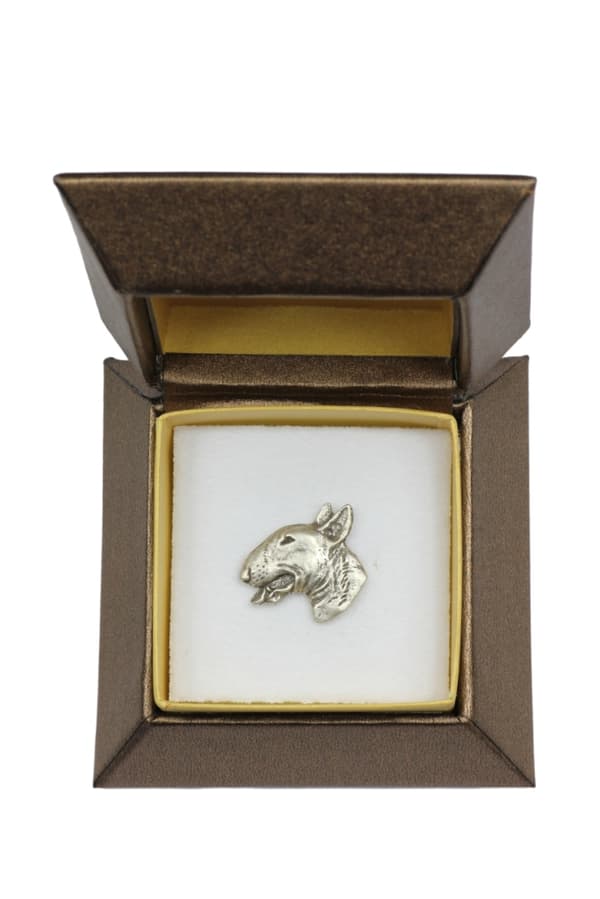 Bull terrier, Bull Terrier II - broche med en hund i gaveæske, elegant nål, reversnål fra Art-Dog