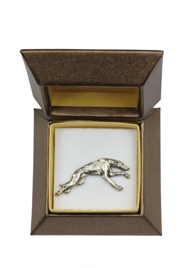 Greyhound, engelsk Greyhound - broche med en hund i gaveæske, elegant nål, reversnål fra Art-Dog