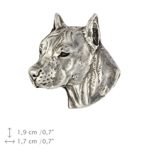 Amerikkalainen staffordshiren terrieri, Amstaff, Amstaf I - rintakoru koiralla lahjarasiassa, tyylikäs pinssi, rintaneula Art-Dog