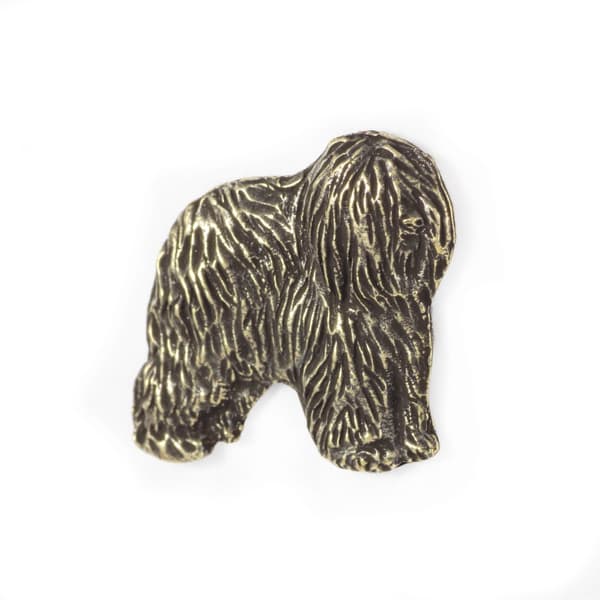 Polish Lowland Sheepdog, PON II - hundbrosch i presentask, elegant nål, slagnål från Art-Dog