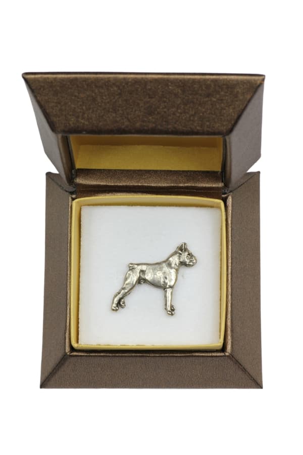 Boxer, Boxer II - broche med en hund i gaveæske, elegant nål, reversnål fra Art-Dog