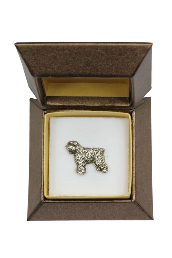 Bouvier des Flandres - en broche med en hund i en gaveæske, en elegant nål, en reversnål fra Art-Dog