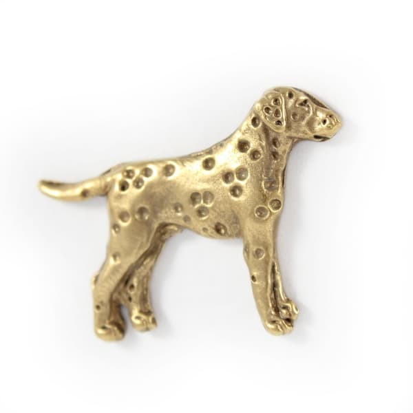 Dalmatian, Dalmatian Pointer I - rintakoru koiralla koristelaatikossa, tyylikäs kullattu pinssi, Art-Dogin takkineula