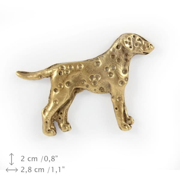 Dalmatian, Dalmatian Pointer I - rintakoru koiralla koristelaatikossa, tyylikäs kullattu pinssi, Art-Dogin takkineula
